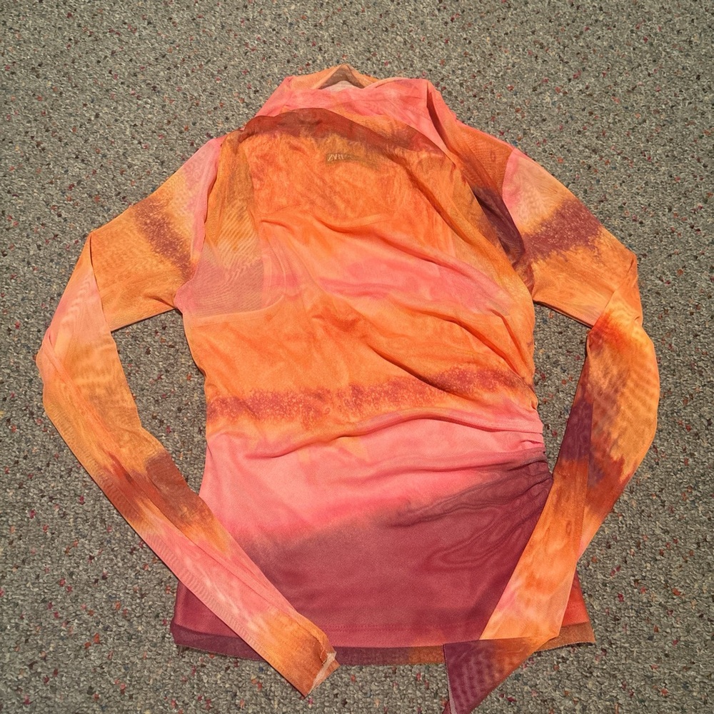 Zara multicolor shirt see-through with a tank top built in